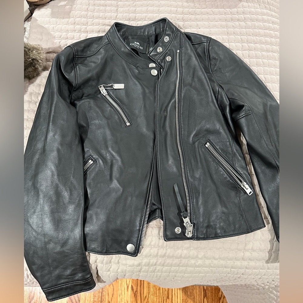 Authentic Coach leather jacket. Black. Size medium.